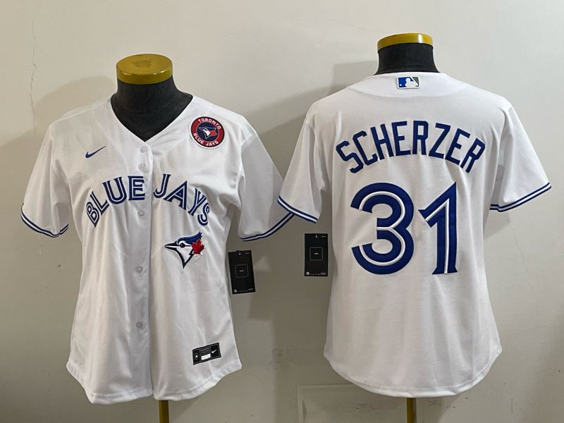 Women 2026 Nike Toronto Blue Jays #31 Scherzer White Game MLB Jersey 02->->